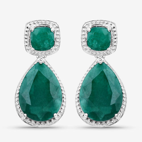 26.00 Carat Dyed Emerald .925 Sterling Silver Earrings  DestGlow