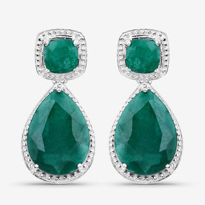 26.00 Carat Dyed Emerald .925 Sterling Silver Earrings  DestGlow