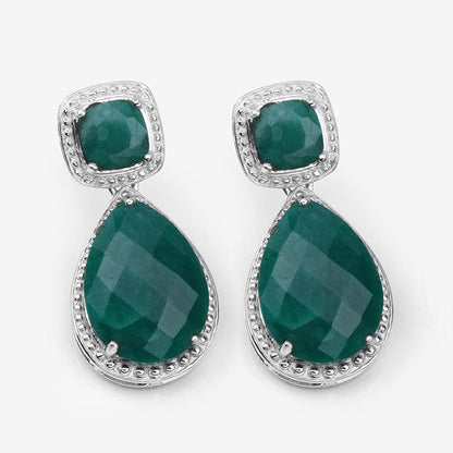 26.00 Carat Dyed Emerald .925 Sterling Silver Earrings  DestGlow