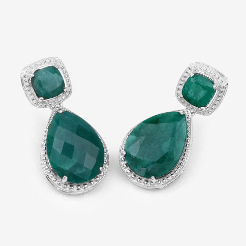 26.00 Carat Dyed Emerald .925 Sterling Silver Earrings  DestGlow