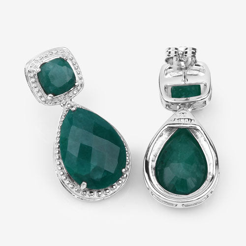 26.00 Carat Dyed Emerald .925 Sterling Silver Earrings  DestGlow