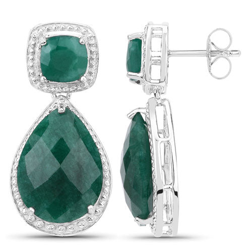 26.00 Carat Dyed Emerald .925 Sterling Silver Earrings  DestGlow
