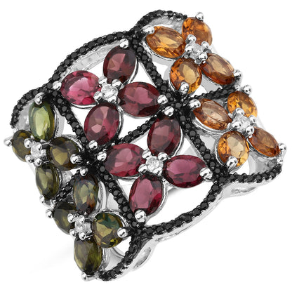 8.38 Carat Genuine Multi Tourmaline .925 Sterling Silver Ring by Bids.com