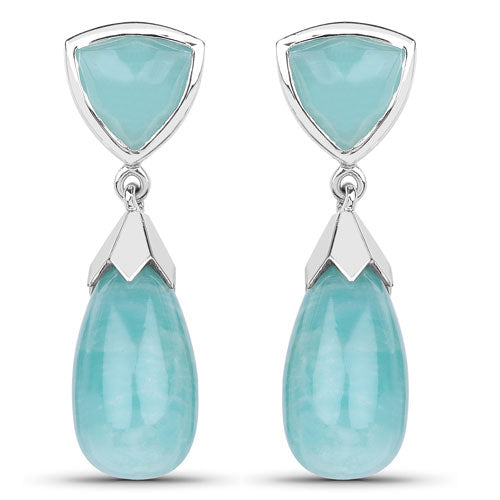 35.10 Carat Genuine Amazonite .925 Sterling Silver Earrings  DestGlow