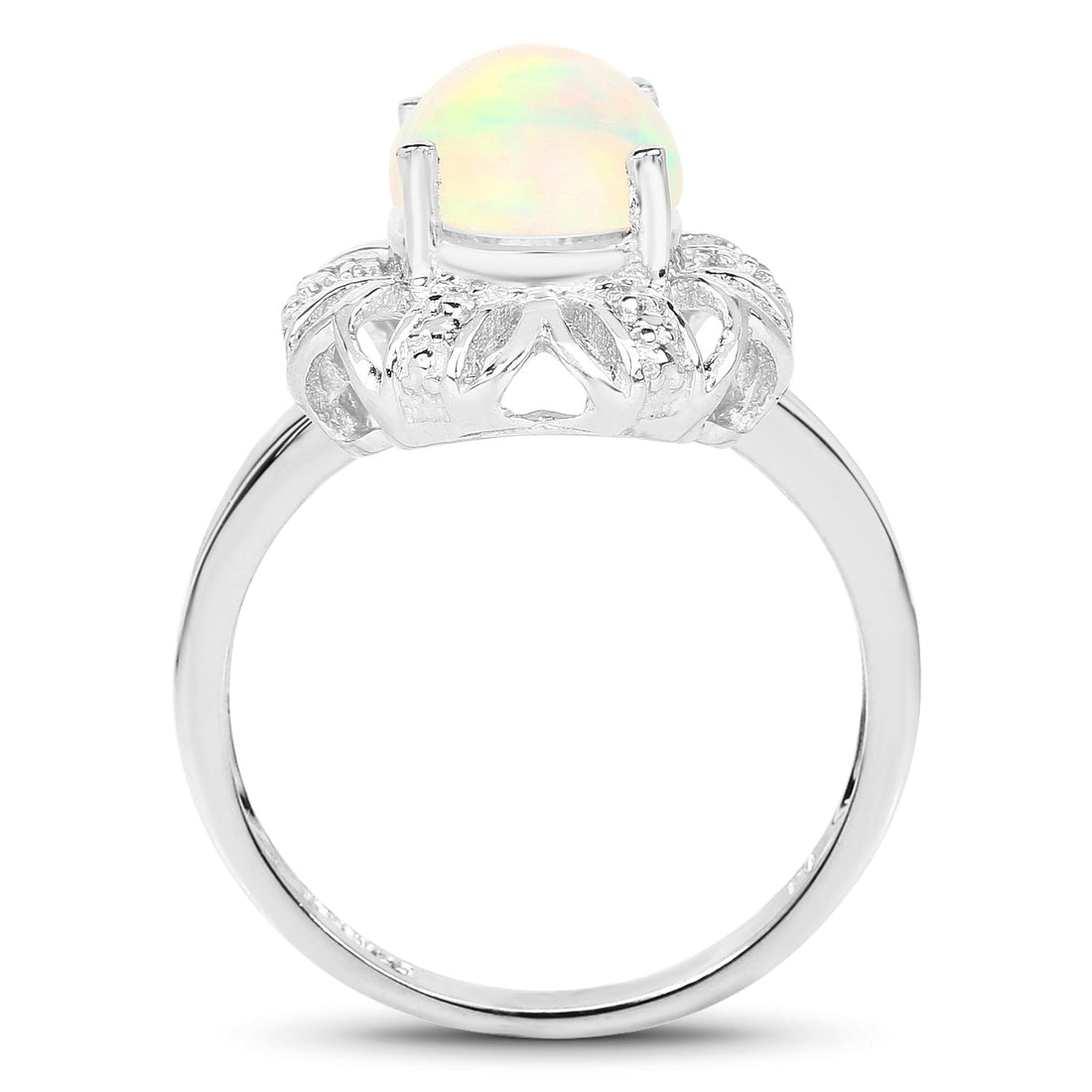 1.73 Carat Genuine Ethiopian Opal &amp; White Topaz .925 Sterling Silver Ring by Bids.com