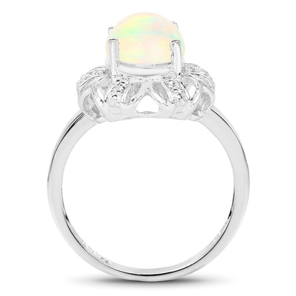 1.73 Carat Genuine Ethiopian Opal &amp; White Topaz .925 Sterling Silver Ring by Bids.com