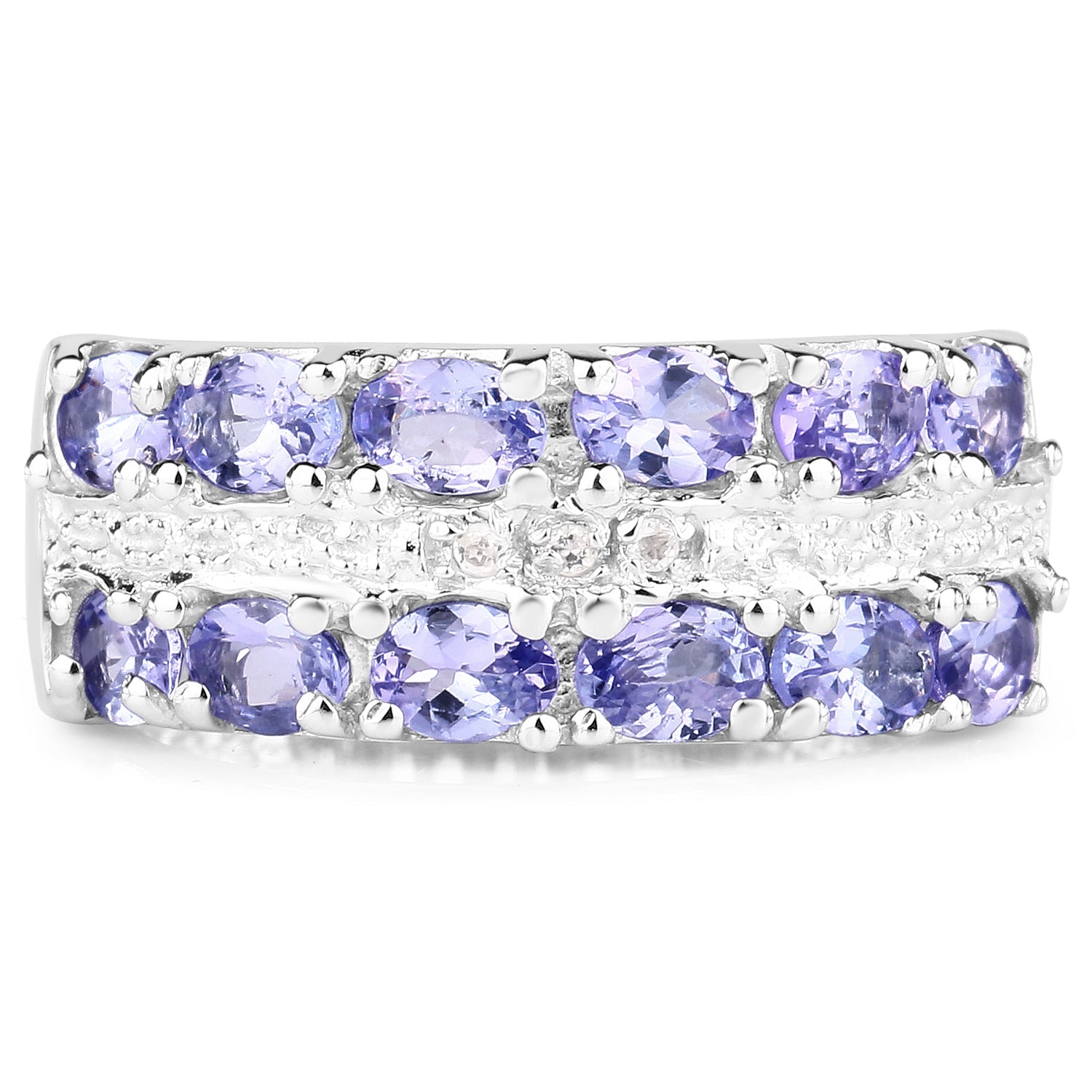 2.05 Carat Genuine Tanzanite and White Topaz .925 Sterling Silver Ring by Bids.com