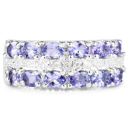 2.05 Carat Genuine Tanzanite and White Topaz .925 Sterling Silver Ring by Bids.com