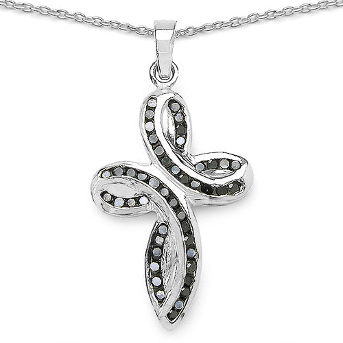 0.49 Carat Genuine Black Diamond .925 Sterling Silver Pendant  DestGlow