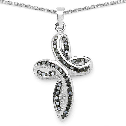 0.49 Carat Genuine Black Diamond .925 Sterling Silver Pendant  DestGlow