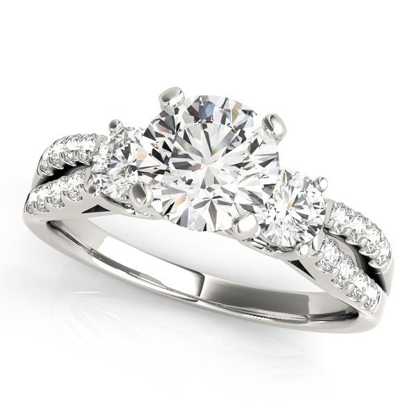 14k White Gold Split Shank 3 Stone Round Diamond Engagement Ring (2 cttw) by Bids.com