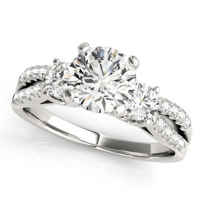 14k White Gold Split Shank 3 Stone Round Diamond Engagement Ring (2 cttw) by Bids.com