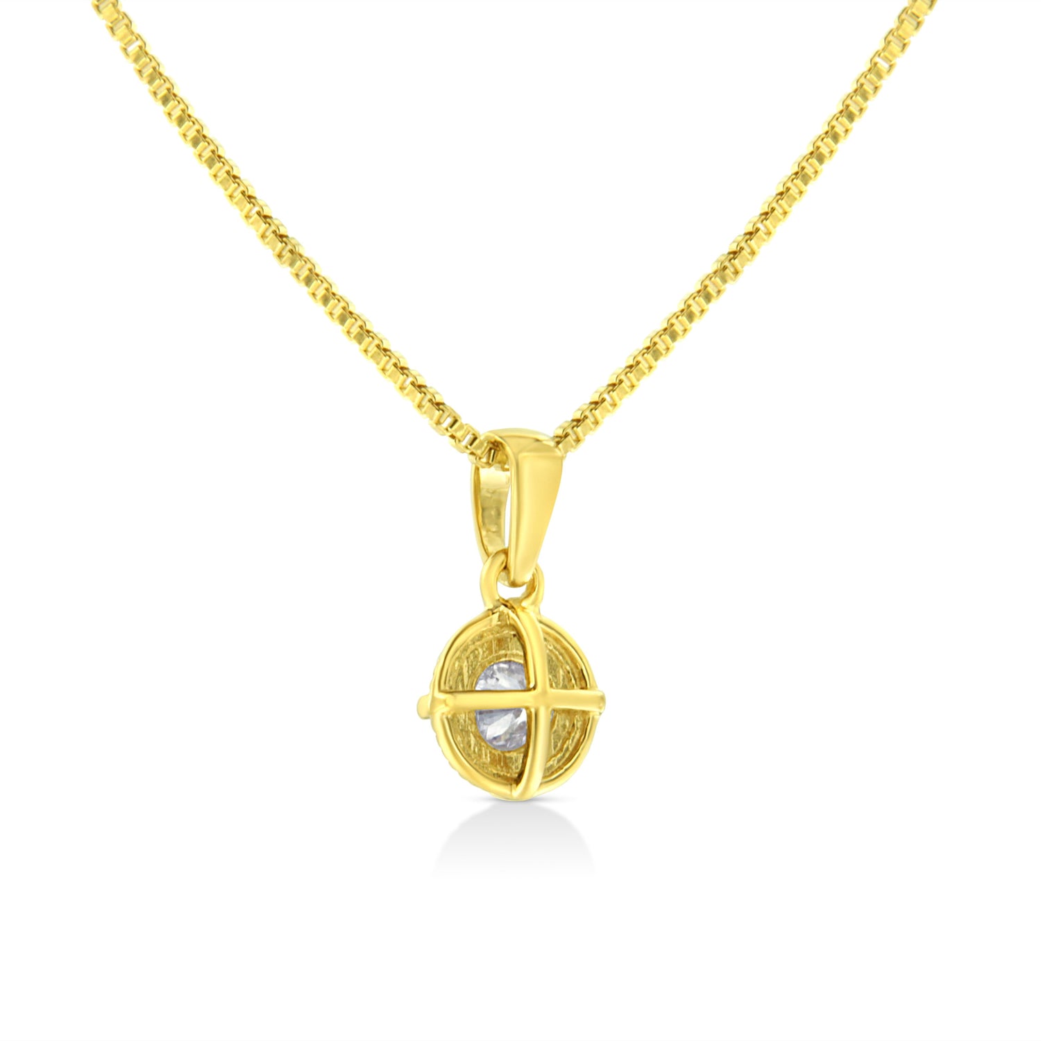 14K Yellow Gold Plated .925 Sterling Silver 1/2 Cttw Brilliant Round Cut Diamond Solitaire Milgrain 18" Pendant Necklace (K-L Color, I2-I3 Clarity) by Bids.com