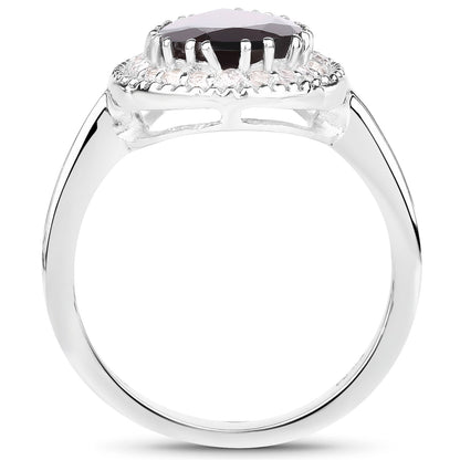 3.94 Carat Genuine Garnet &amp; White Topaz .925 Sterling Silver Ring  DestGlow