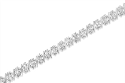 .925 Sterling Silver 1.0 Cttw Diamond Miracle-Set X-Link 7" Tennis Bracelet (I-J Color, I3 Clarity) by Bids.com