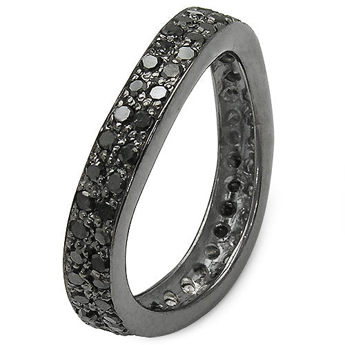 1.11 Carat Genuine Black Diamond .925 Sterling Silver Ring by Bids.com