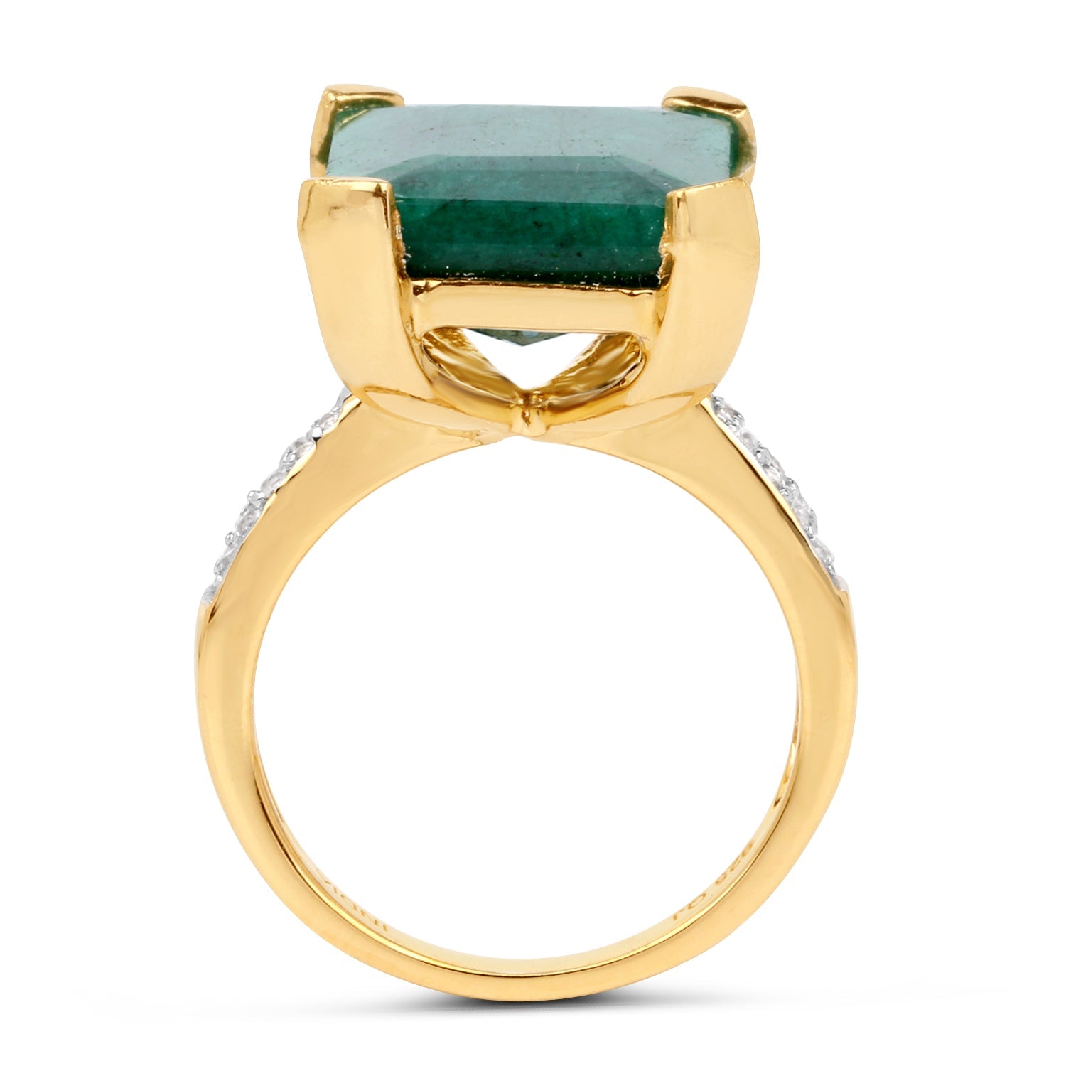 7.64 Carat Dyed Emerald and White Diamond .925 Sterling Silver Ring by Bids.com