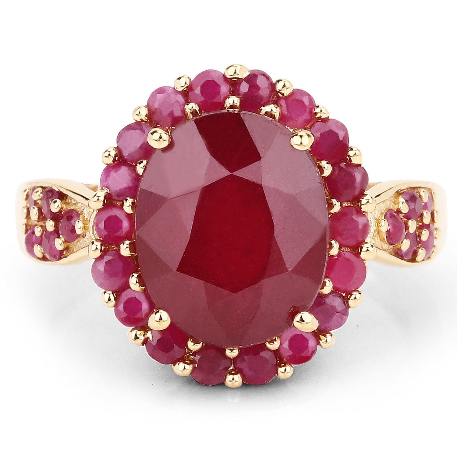 5.09 Carat Glass Filled Ruby and Ruby .925 Sterling Silver Ring  DestGlow