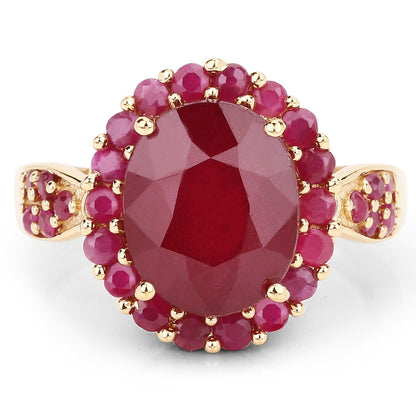 5.09 Carat Glass Filled Ruby and Ruby .925 Sterling Silver Ring  DestGlow