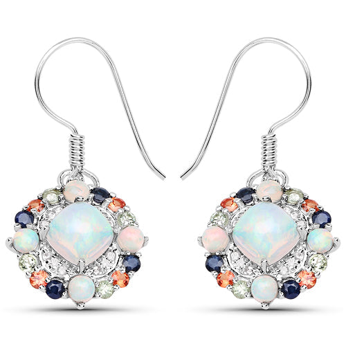 4.73 Carat Genuine Multi Stone .925 Sterling Silver Earrings  DestGlow