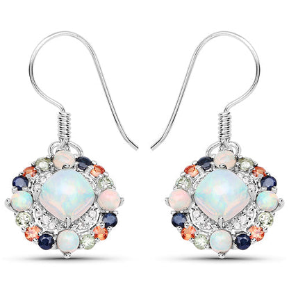 4.73 Carat Genuine Multi Stone .925 Sterling Silver Earrings  DestGlow