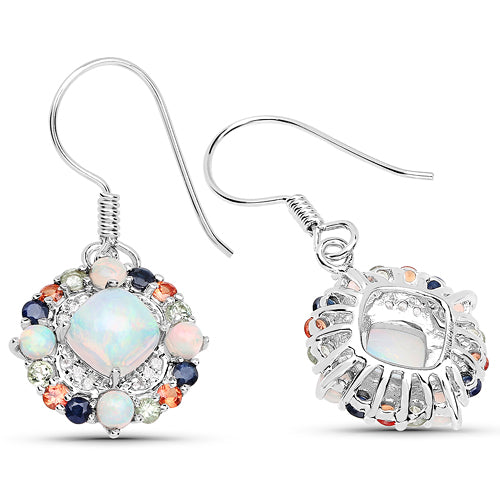 4.73 Carat Genuine Multi Stone .925 Sterling Silver Earrings  DestGlow