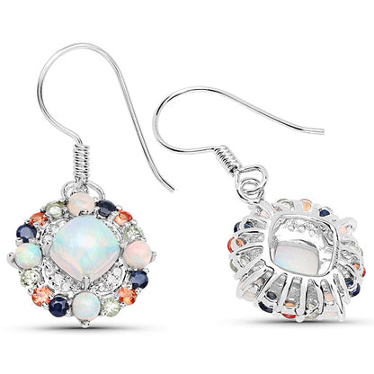 4.73 Carat Genuine Multi Stone .925 Sterling Silver Earrings  DestGlow