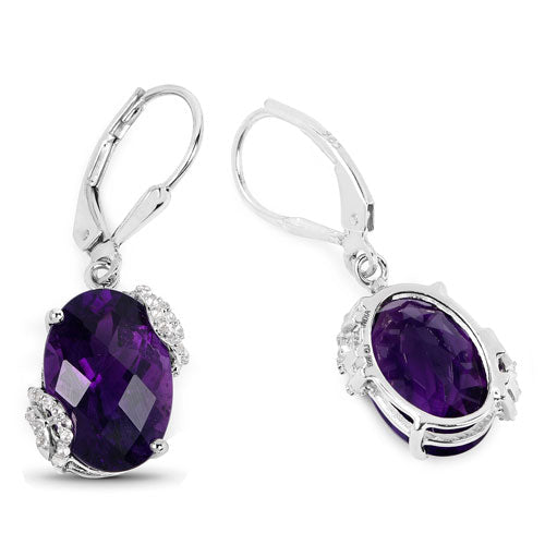 10.18 Carat Genuine Amethyst and White Topaz .925 Sterling Silver Earrings by Bids.com