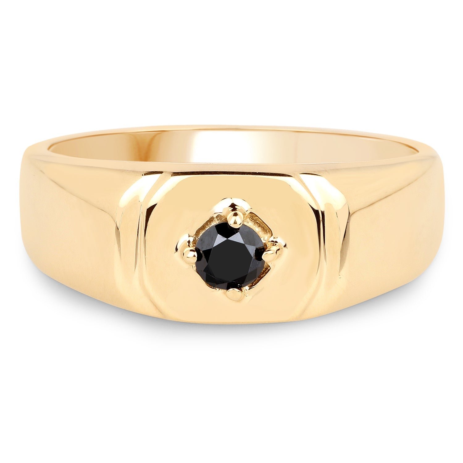 14K Yellow Gold Plated 0.20 Carat Genuine Black Diamond .925 Sterling Silver Ring by Bids.com