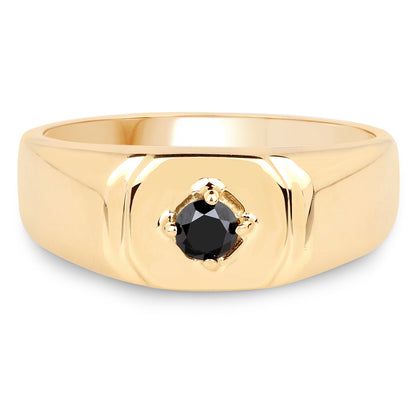 14K Yellow Gold Plated 0.20 Carat Genuine Black Diamond .925 Sterling Silver Ring by Bids.com