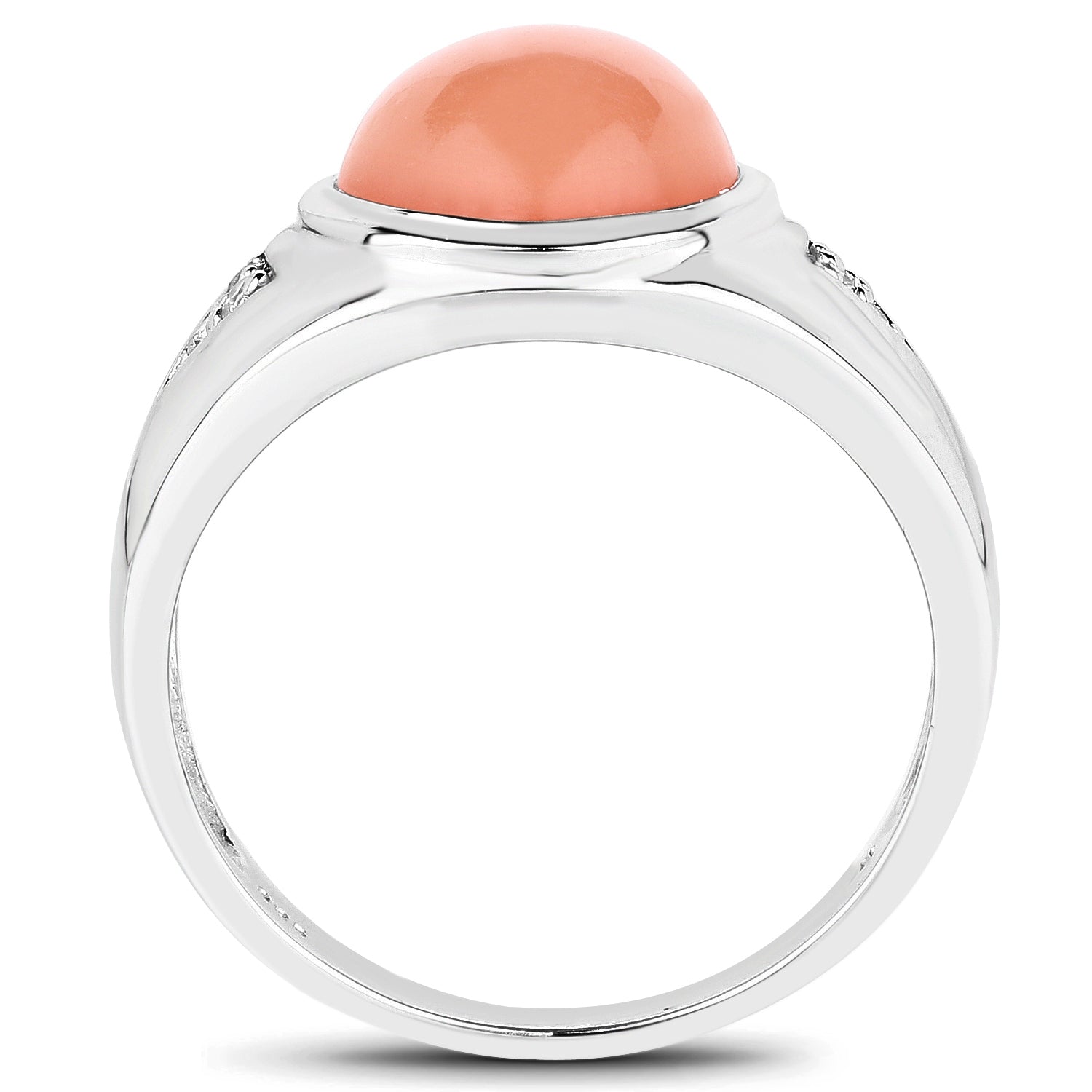 6.59 Carat Genuine Peach Moonstone and White Topaz .925 Sterling Silver Ring by Bids.com