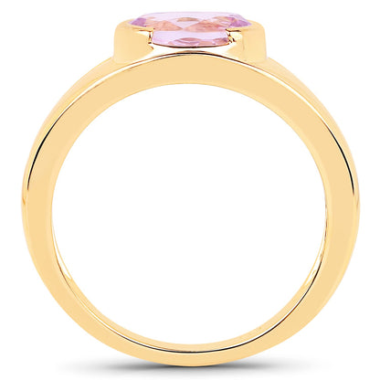14K Yellow Gold Plated 2.40 Carat Genuine Kunzite .925 Sterling Silver Ring by Bids.com