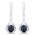 0.86 Carat Genuine Blue Sapphire and White Diamond 14K White Gold Earrings 