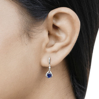 0.86 Carat Genuine Blue Sapphire and White Diamond 14K White Gold Earrings by Bids.com