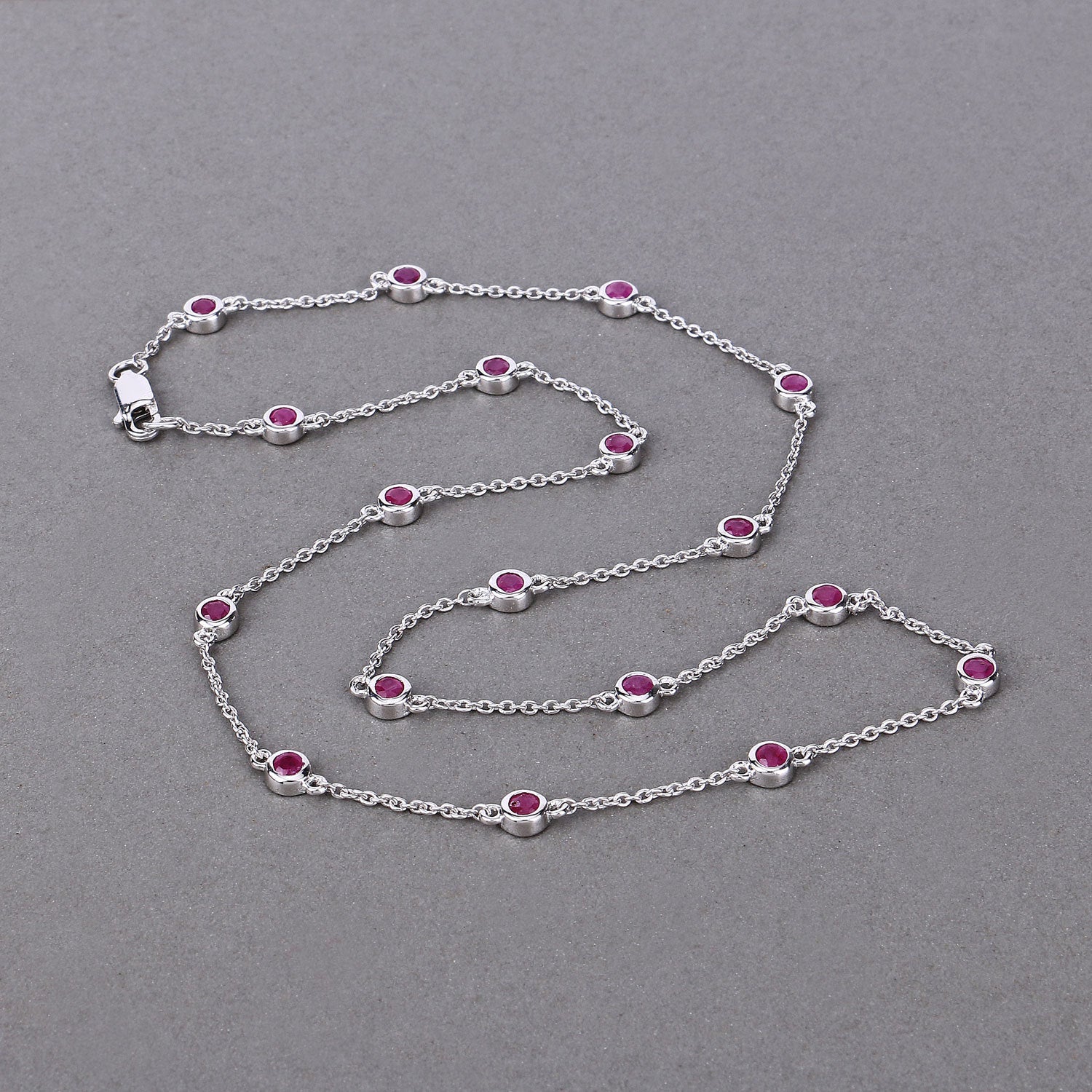 2.34 Carat Genuine Ruby .925 Sterling Silver Necklace by Bids.com