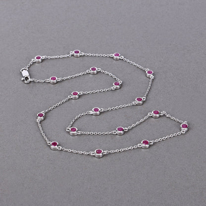 2.34 Carat Genuine Ruby .925 Sterling Silver Necklace by Bids.com