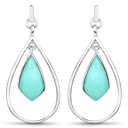 8.80 Carat Genuine Crysopharse .925 Sterling Silver Earrings  DestGlow