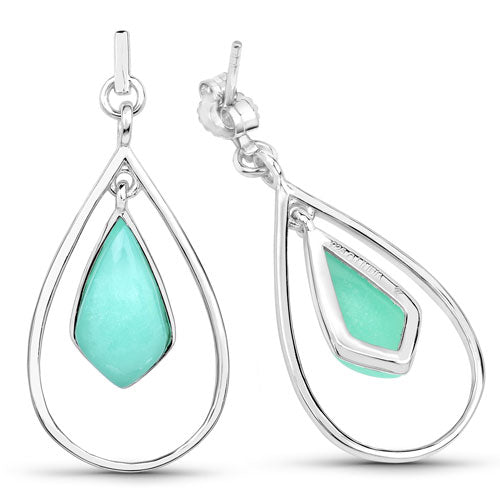 8.80 Carat Genuine Crysopharse .925 Sterling Silver Earrings  DestGlow