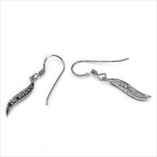 0.16 Carat Genuine Black Diamond .925 Sterling Silver Earrings by Bids.com