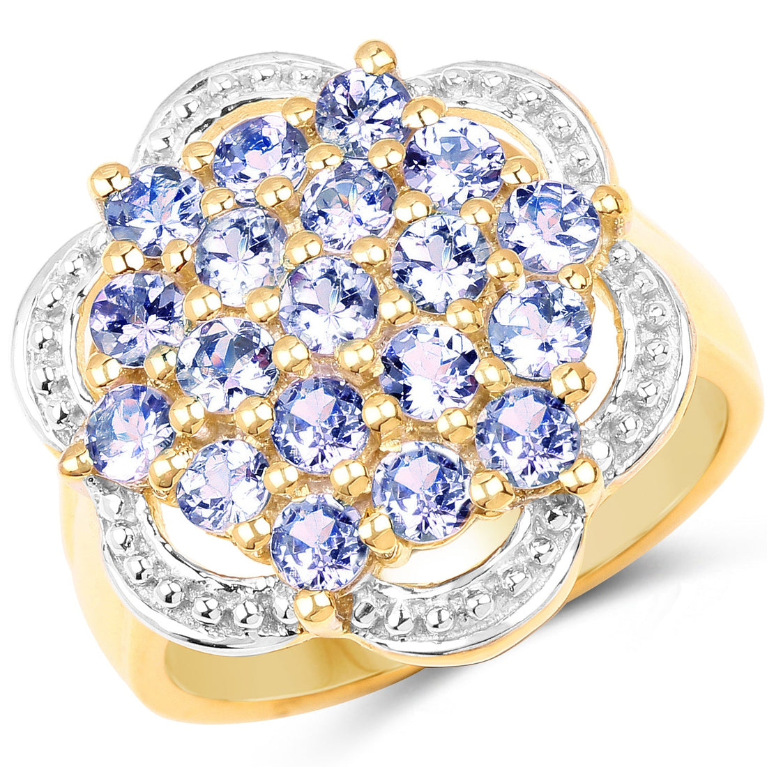 14K Yellow Gold Plated 1.52 Carat Genuine Tanzanite .925 Sterling Silver Ring by Bids.com