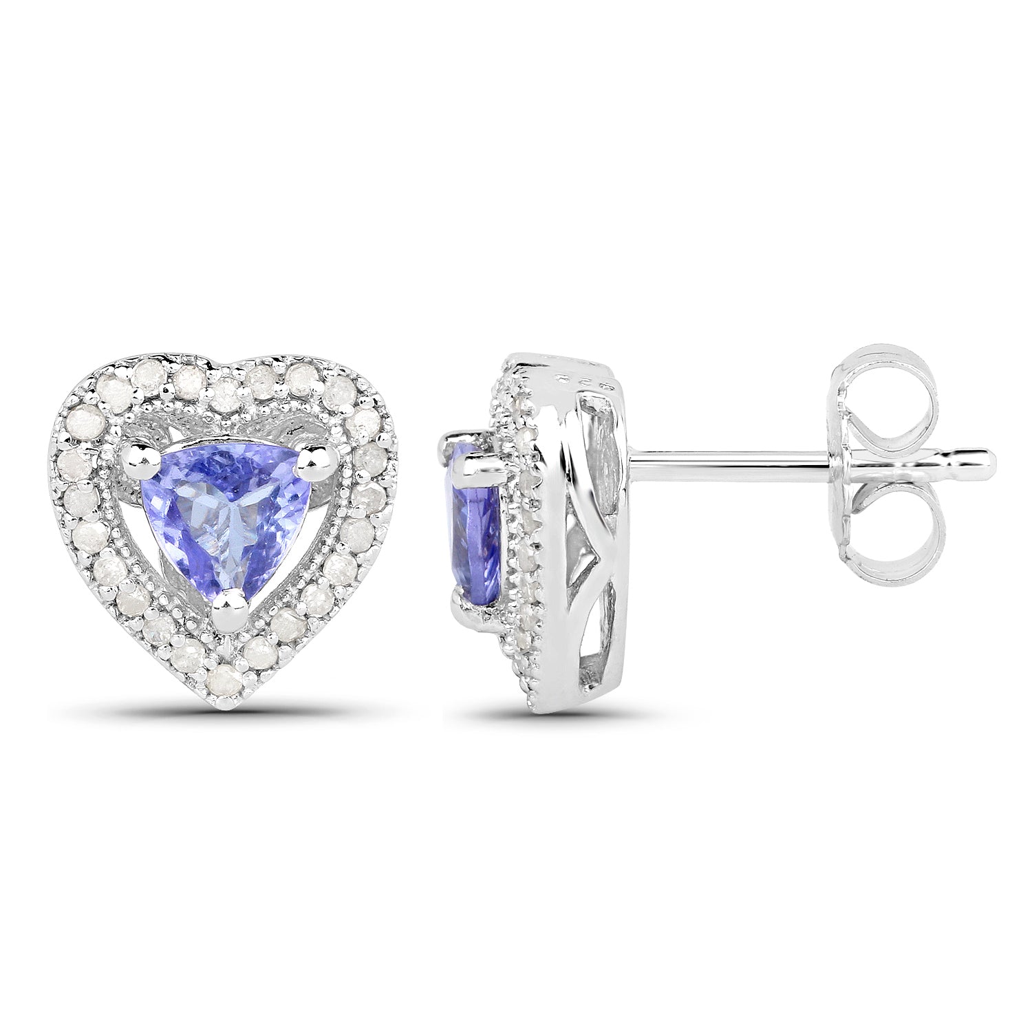 1.20 Carat Genuine Tanzanite &amp; White Diamond .925 Sterling Silver Earrings  DestGlow