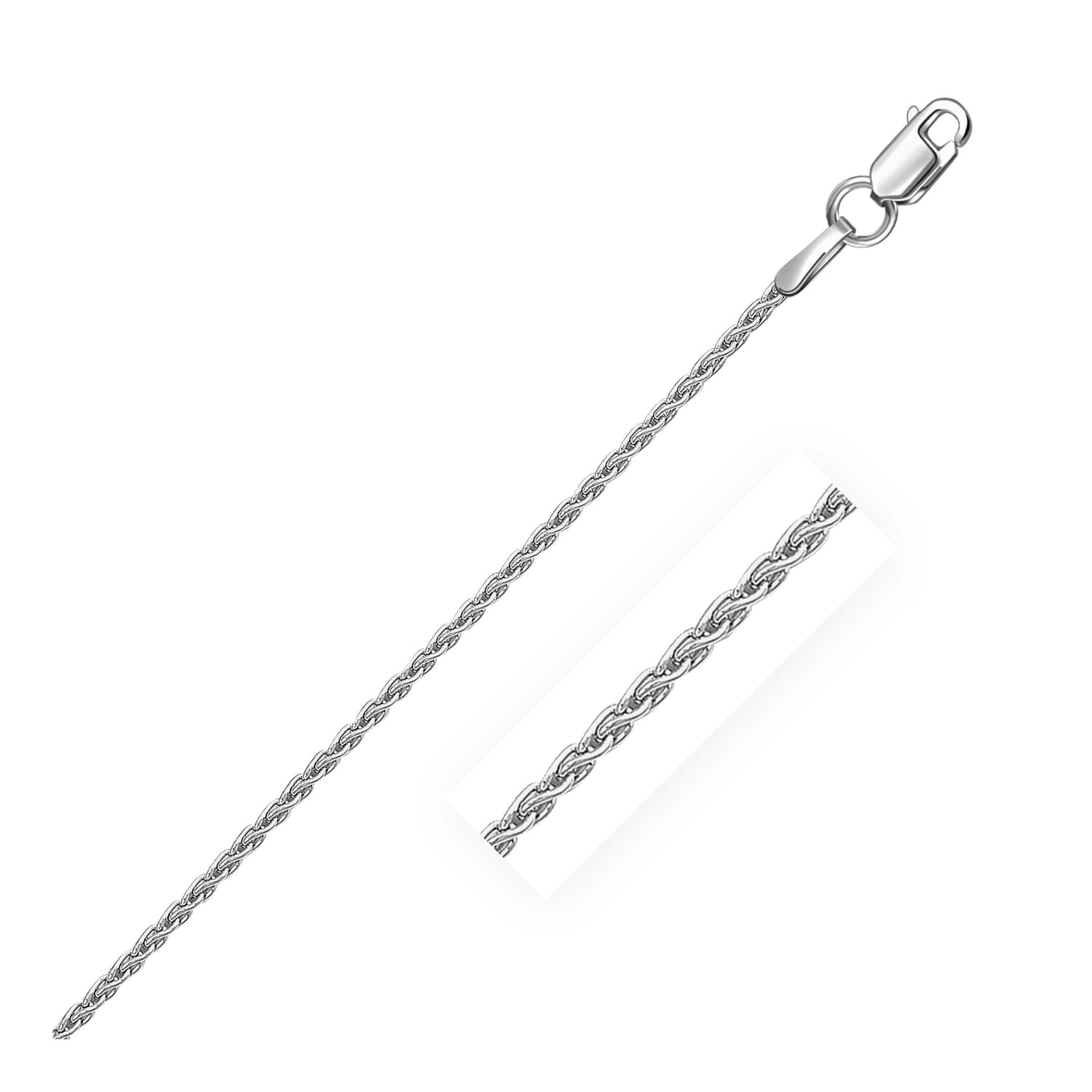 Sterling Silver Rhodium Plated Wheat Chain 1.3mm by Bids.com