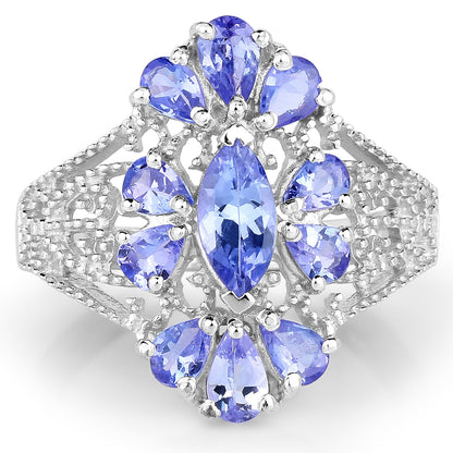 2.07 Carat Genuine Tanzanite .925 Sterling Silver Ring by Bids.com
