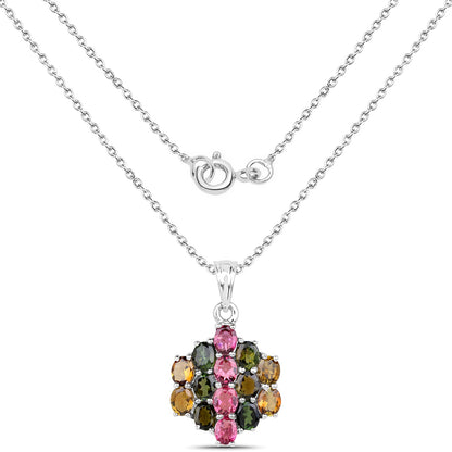 4.34 Carat Genuine Pink Tourmaline, Green Tourmaline &amp; Brown Tourmaline .925 Sterling Silver Pendant by Bids.com