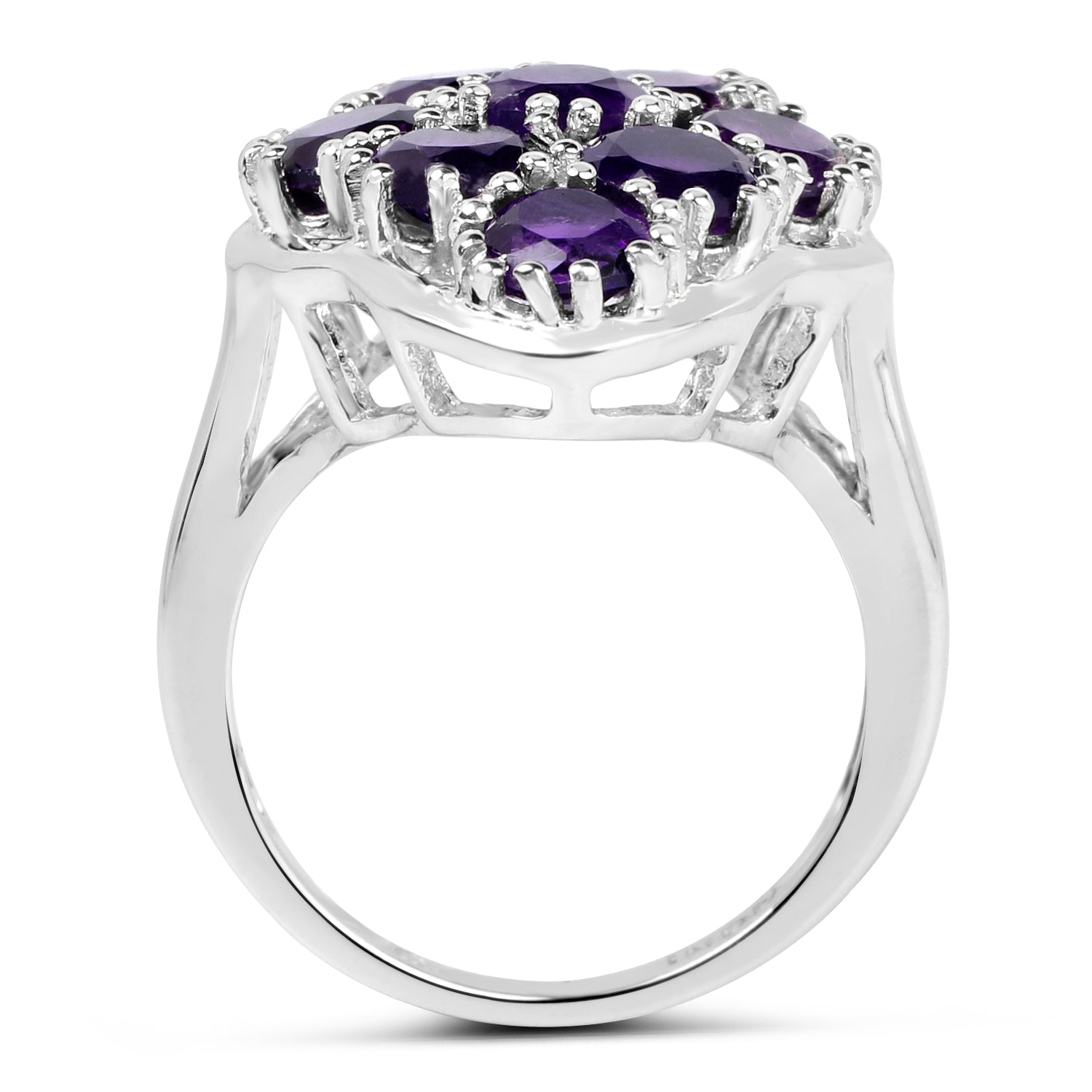 4.05 Carat Genuine Amethyst .925 Sterling Silver Ring  DestGlow
