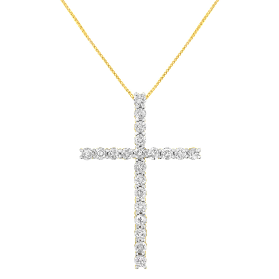 10K Yellow Gold Plated .925 Sterling Silver 4.0 Cttw Round Cut Diamond Cross Pendant Necklace (J-K Color, I1-I2 Clarity) - 18" by Bids.com