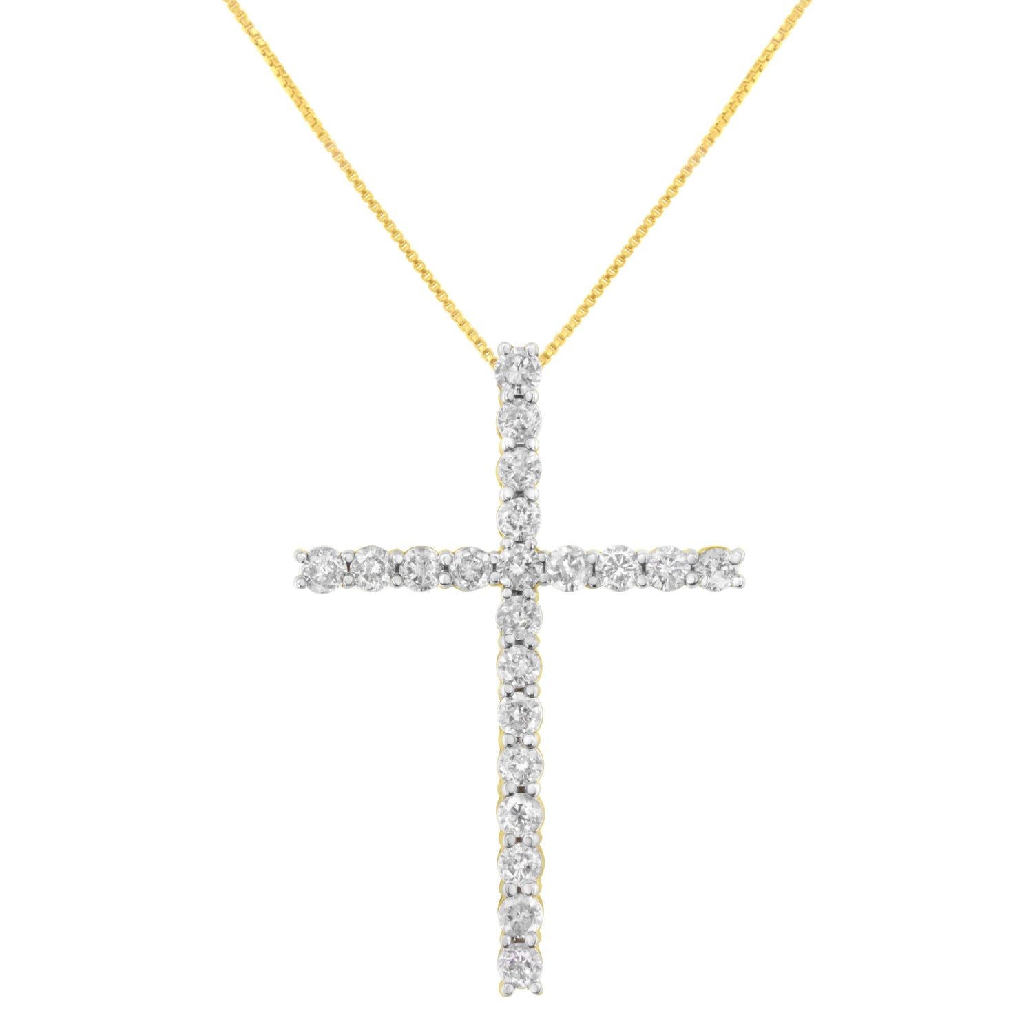 10K Yellow Gold Plated .925 Sterling Silver 4.0 Cttw Round Cut Diamond Cross Pendant Necklace (J-K Color, I1-I2 Clarity) - 18" by Bids.com