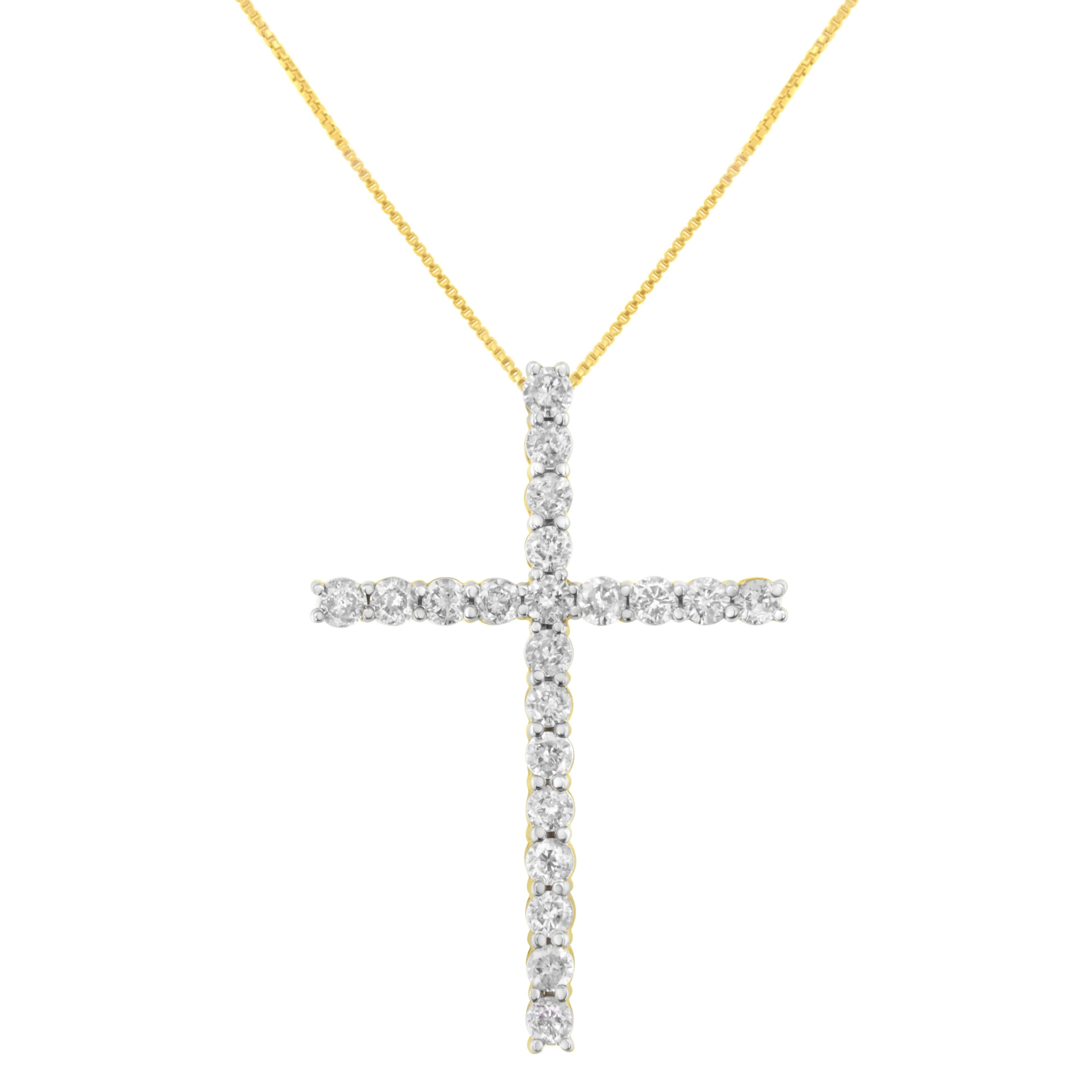 10K Yellow Gold Plated .925 Sterling Silver 4.0 Cttw Round Cut Diamond Cross Pendant Necklace (J-K Color, I1-I2 Clarity) - 18" by Bids.com