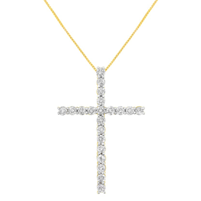 10K Yellow Gold Plated .925 Sterling Silver 4.0 Cttw Round Cut Diamond Cross Pendant Necklace (J-K Color, I1-I2 Clarity) - 18" by Bids.com