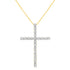 10K Yellow Gold Plated .925 Sterling Silver 4.0 Cttw Round Cut Diamond Cross Pendant Necklace (J-K Color, I1-I2 Clarity) - 18" by Bids.com